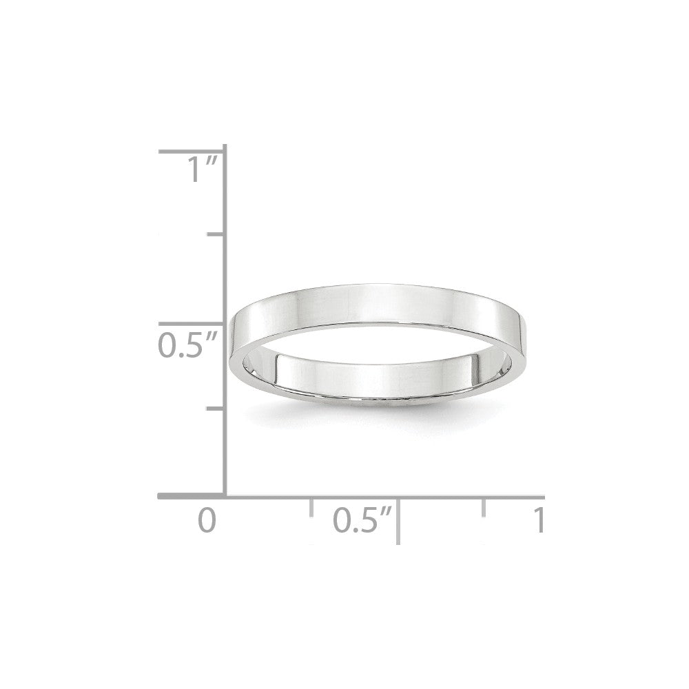 10k White Gold 3mm LTW Flat Wedding Band Size 11
