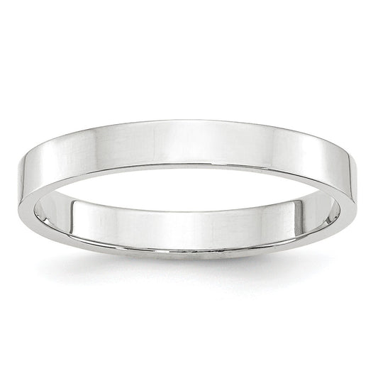 10k White Gold 3mm LTW Flat Wedding Band Size 11