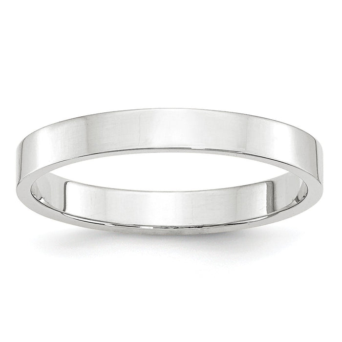 10k White Gold 3mm LTW Flat Wedding Band Size 5.5