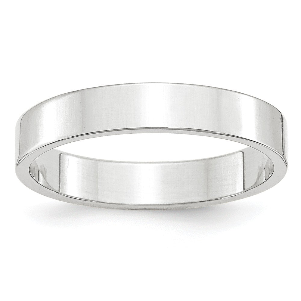10k White Gold 4mm LTW Flat Wedding Band Size 14