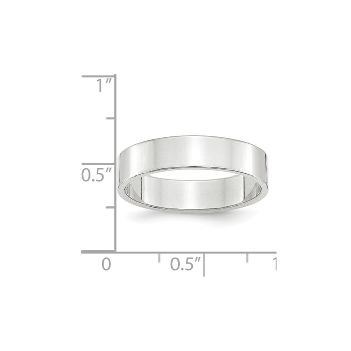 10k White Gold 5mm LTW Flat Wedding Band Size 5