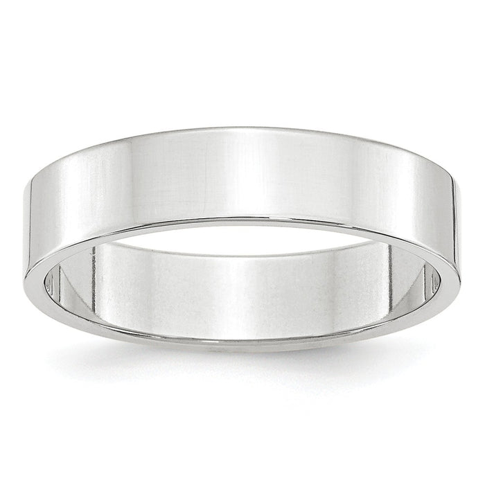 10k White Gold 5mm LTW Flat Wedding Band Size 10.5