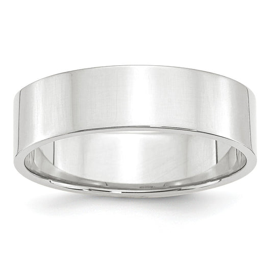 10k White Gold 6mm LTW Flat Wedding Band Size 9