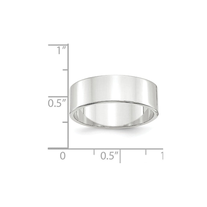 10k White Gold 7mm LTW Flat Wedding Band Size 6