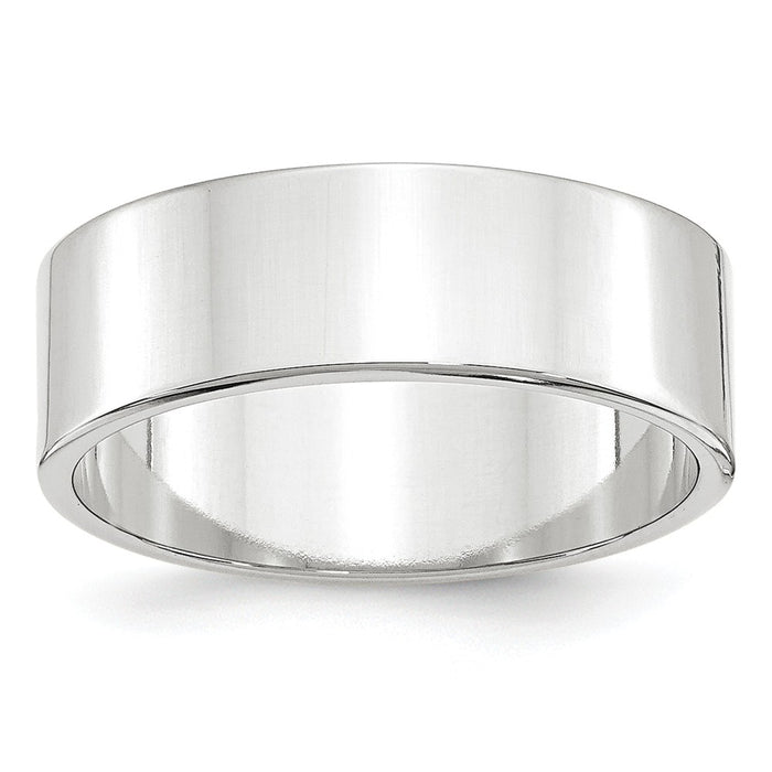 10k White Gold 7mm LTW Flat Wedding Band Size 6