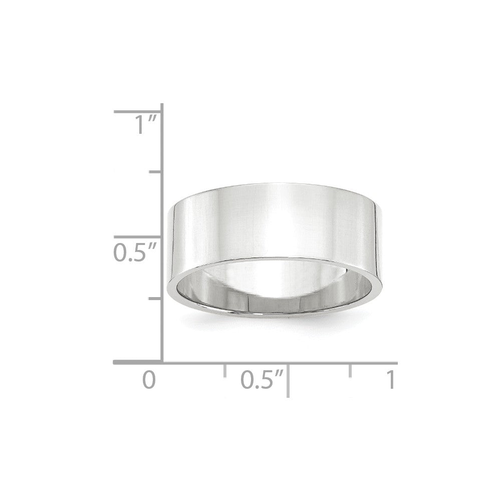 10k White Gold 8mm LTW Flat Wedding Band Size 10.5