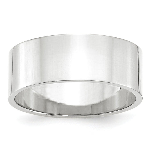 10k White Gold 8mm LTW Flat Wedding Band Size 10.5