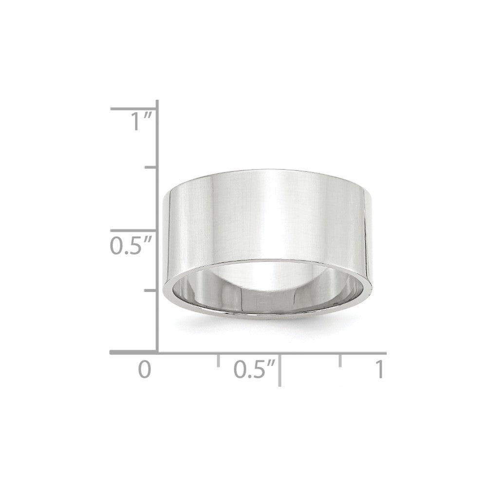 10k White Gold 10mm LTW Flat Wedding Band Size 11.5