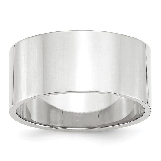 10k White Gold 10mm LTW Flat Wedding Band Size 4
