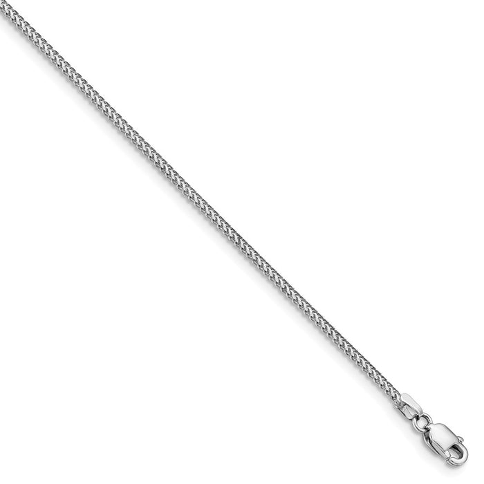 Million Charms 14k White Gold 1.0mm Franco Chain, Chain Length: 7 inches