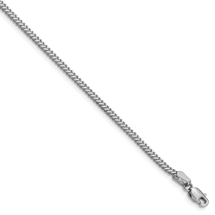 Million Charms 14k White Gold 1.4mm Franco Chain, Chain Length: 7 inches