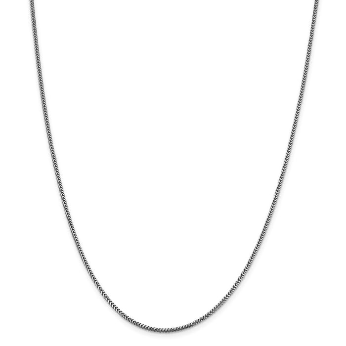 Million Charms 14k White Gold, Necklace Chain, 1.4mm Franco Chain, Chain Length: 24 inches