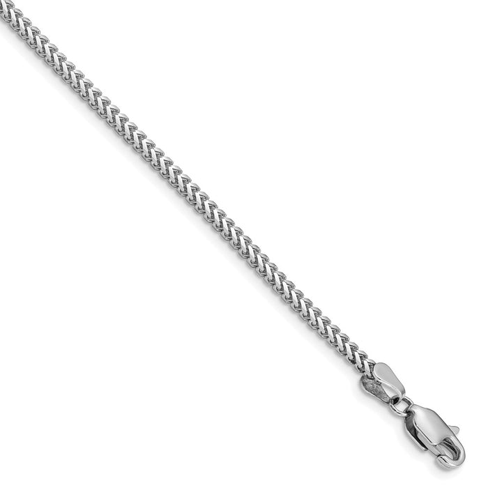 Million Charms 14k White Gold 2.0mm Franco Chain, Chain Length: 7 inches