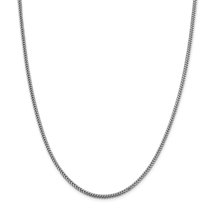 Million Charms 14k White Gold, Necklace Chain, 2.3mm Franco Chain, Chain Length: 30 inches