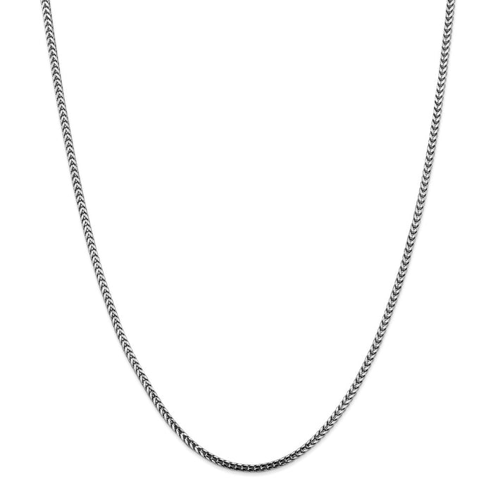 Million Charms 14k White Gold, Necklace Chain, 2.5mm Franco Chain, Chain Length: 16 inches