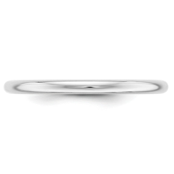 10k White Gold 2mm Half Round Wedding Band Size 5