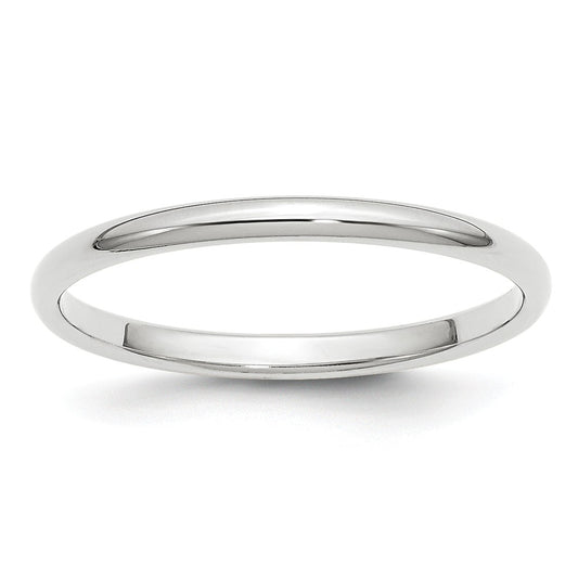 10k White Gold 2mm Half Round Wedding Band Size 9.5