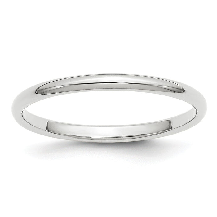 10k White Gold 2mm Half Round Wedding Band Size 5