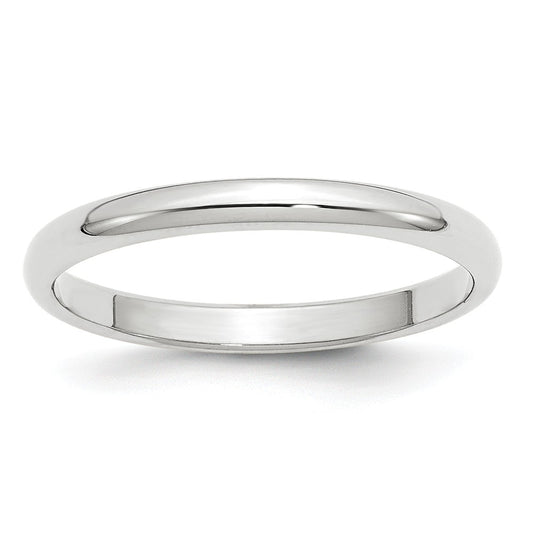 10k White Gold 2.5mm Half Round Wedding Band Size 8