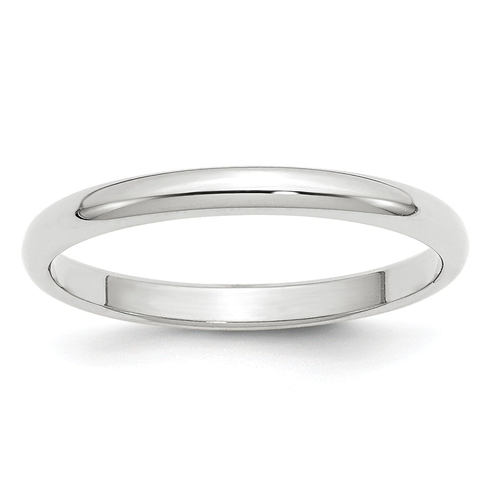 10k White Gold 2.5mm Half Round Wedding Band Size 12.5