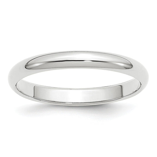 10k White Gold 3mm Half Round Wedding Band Size 5