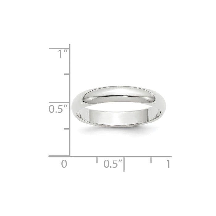 10k White Gold 4mm Half Round Wedding Band Size 11.5