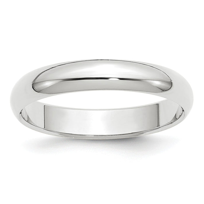 10k White Gold 4mm Half Round Wedding Band Size 7