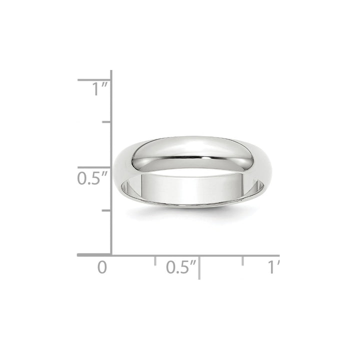 10k White Gold 5mm Half Round Wedding Band Size 5.5