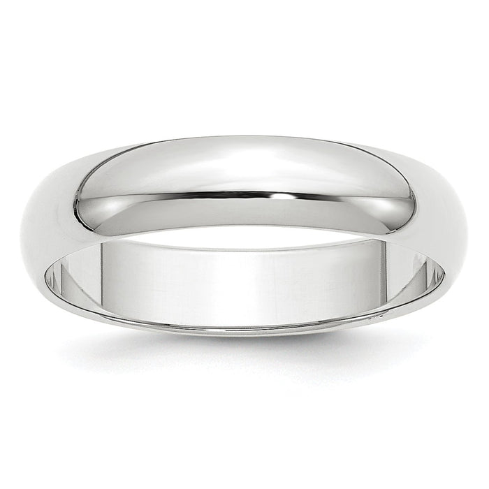 10k White Gold 5mm Half Round Wedding Band Size 14