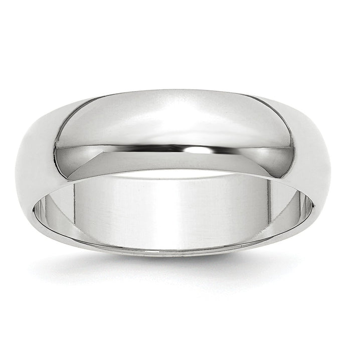 10k White Gold 6mm Half Round Wedding Band Size 10.5