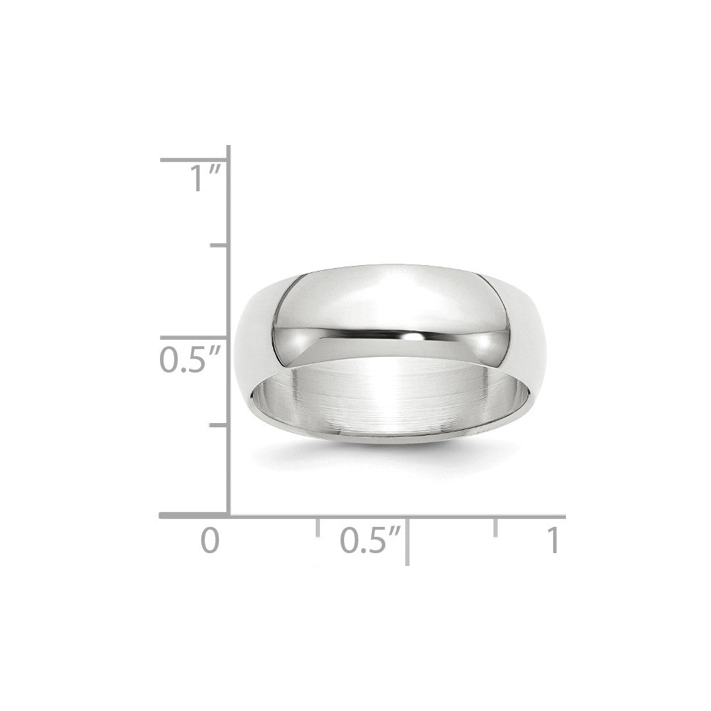 10k White Gold 7mm Half Round Wedding Band Size 10.5
