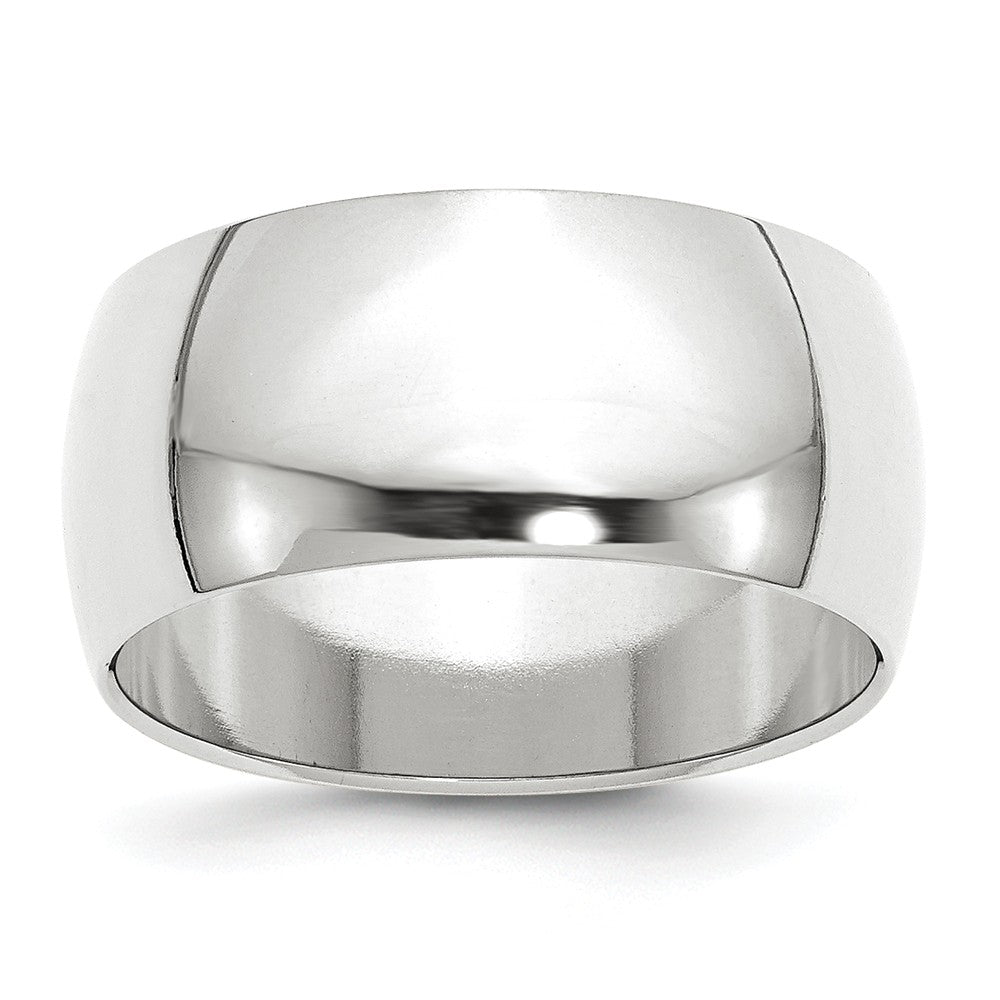 10k White Gold 10mm Half Round Wedding Band Size 11