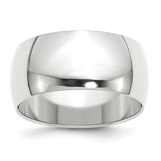 10k White Gold 10mm Half Round Wedding Band Size 5