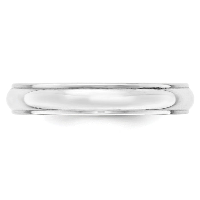 10k White Gold 4mm Half Round with Edge Wedding Band Size 6.5