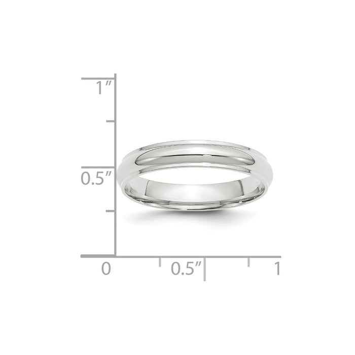 10k White Gold 4mm Half Round with Edge Wedding Band Size 5.5