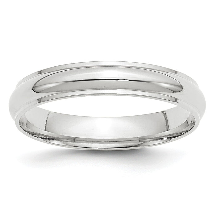 10k White Gold 4mm Half Round with Edge Wedding Band Size 4