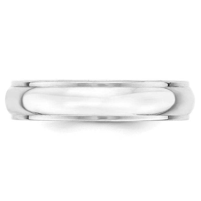 10k White Gold 5mm Half Round with Edge Wedding Band Size 7