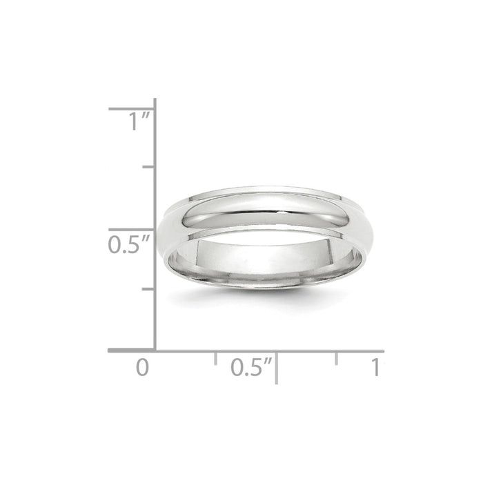 10k White Gold 5mm Half Round with Edge Wedding Band Size 7.5