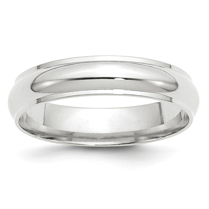 10k White Gold 5mm Half Round with Edge Wedding Band Size 12.5