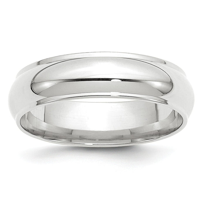 10k White Gold 6mm Half Round with Edge Wedding Band Size 7.5