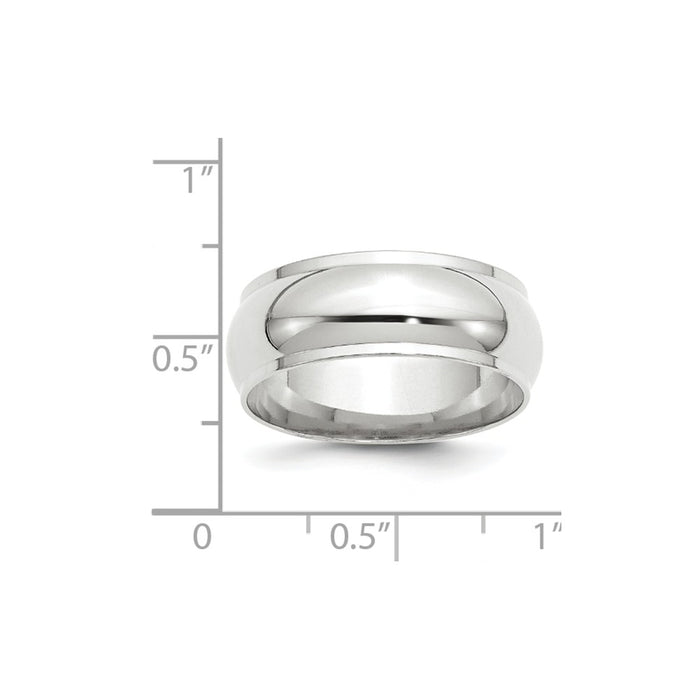 10k White Gold 8mm Half Round with Edge Wedding Band Size 4.5