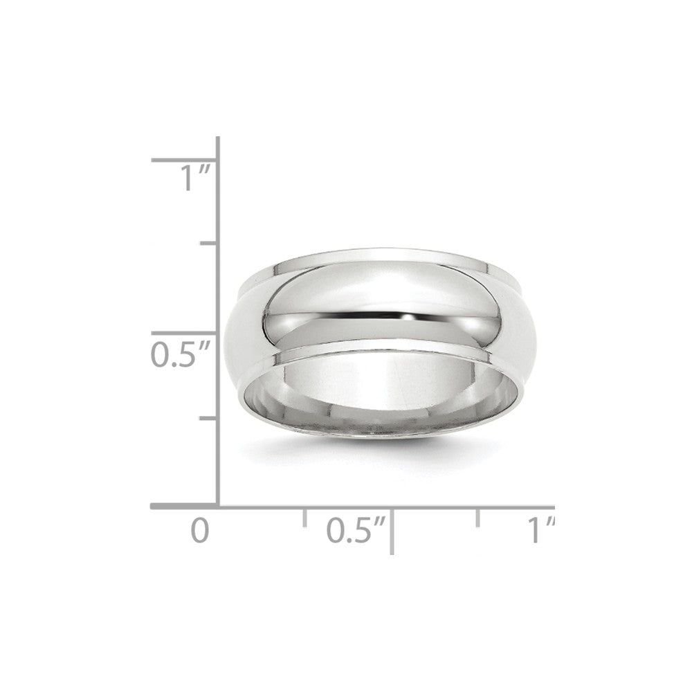 10k White Gold 8mm Half Round with Edge Wedding Band Size 6