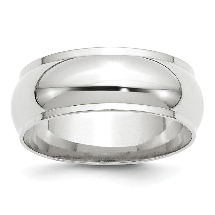 10k White Gold 8mm Half Round with Edge Wedding Band Size 4