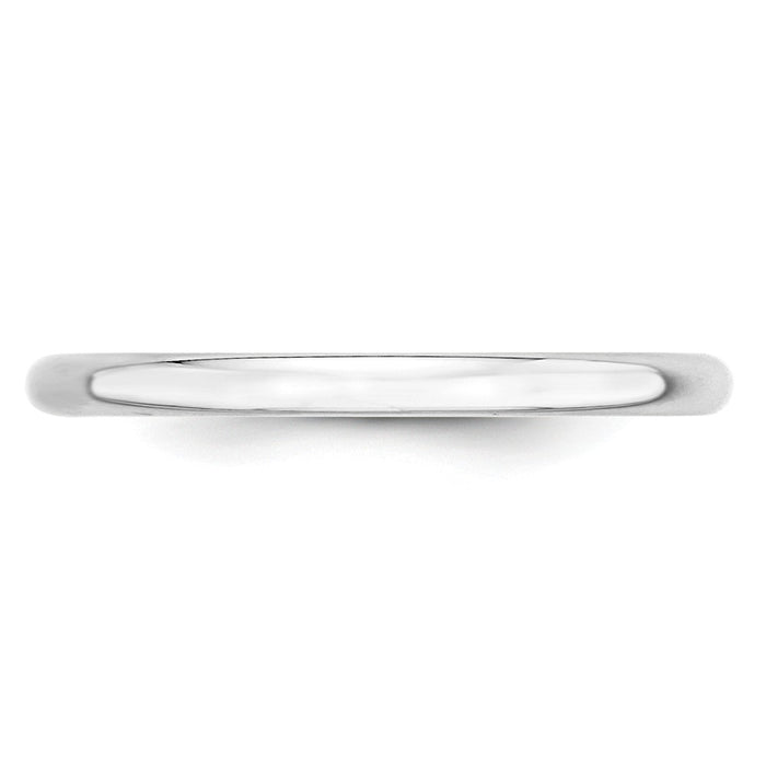 10k White Gold 2mm LTW Half Round Wedding Band Size 5