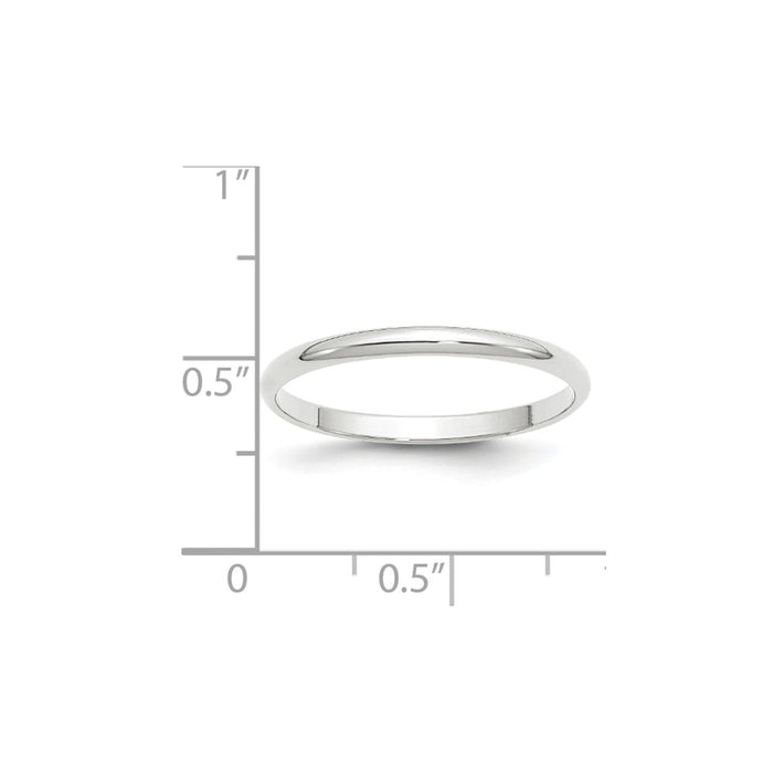 10k White Gold 2mm LTW Half Round Wedding Band Size 10