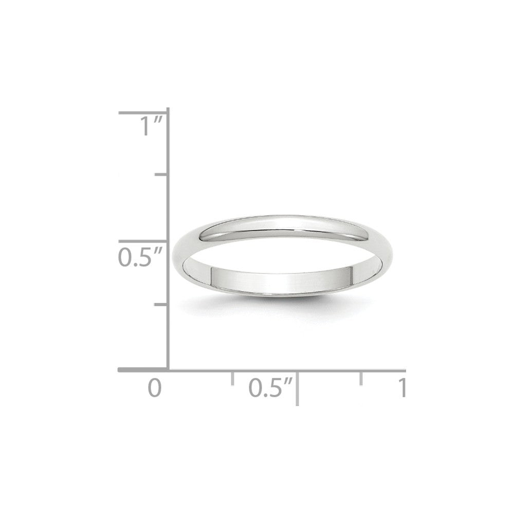 10k White Gold 2.5mm LTW Half Round Wedding Band Size 10.5