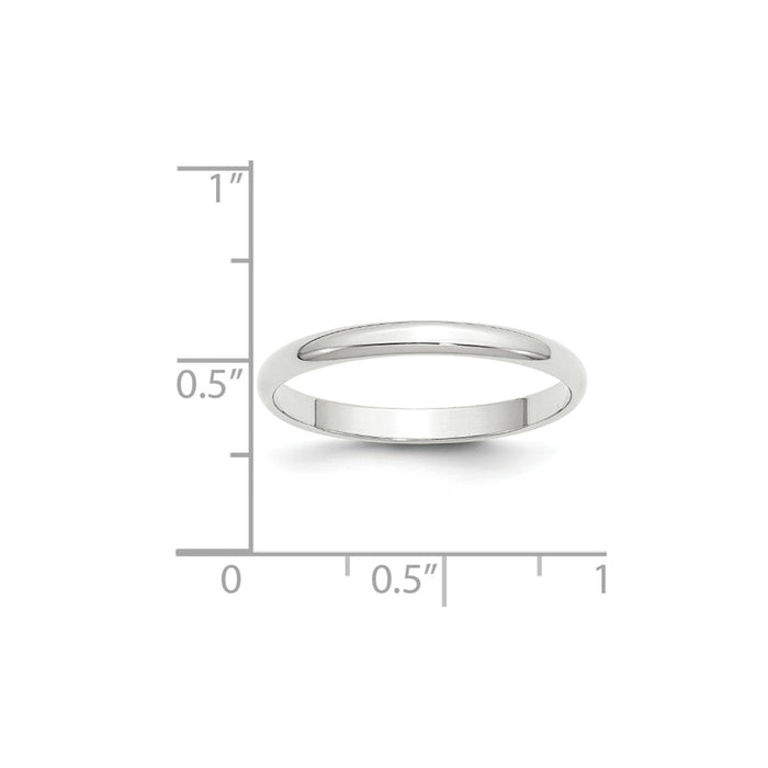 10k White Gold 2.5mm LTW Half Round Wedding Band Size 4