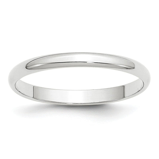 10k White Gold 2.5mm LTW Half Round Wedding Band Size 8