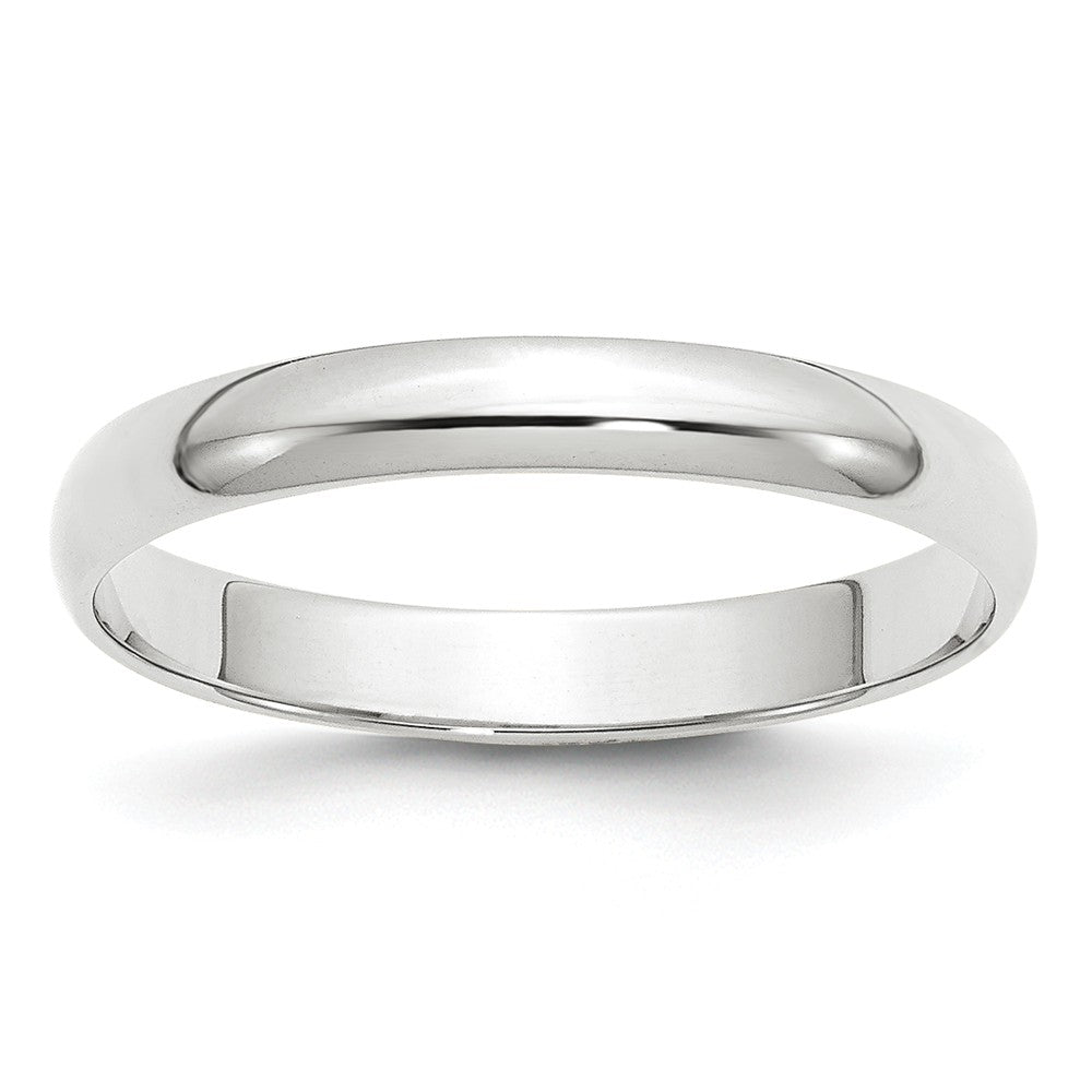 10k White Gold 3mm LTW Half Round Wedding Band Size 6.5
