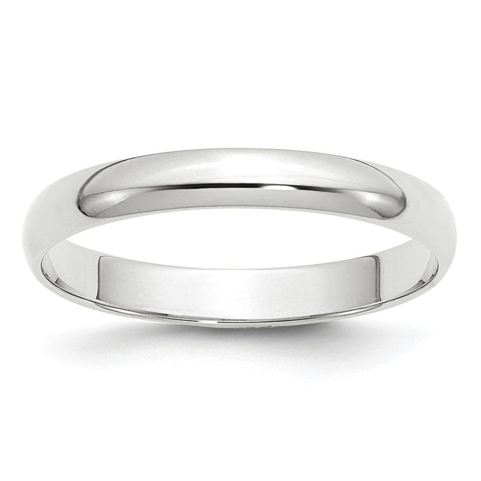 10k White Gold 3mm LTW Half Round Wedding Band Size 4